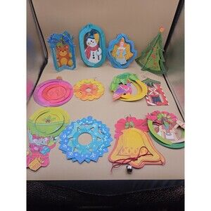 "Trim-a-Tree" Die Cut Paper Christmas Ornaments Lot of 12 1979s Vintage 3D